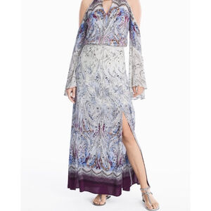 NWT Women's White House Black Market Maxi Skirt White Purple Size 10